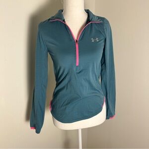 Under Armour HeatGear Teal Half Zip Long Sleeve Athletic Top Women’s XS